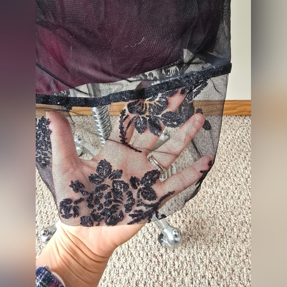 Vintage Ms. Cosmo 90s Y2K Red and Black Floral Dress Women's Sz M. - Picture 3 of 8